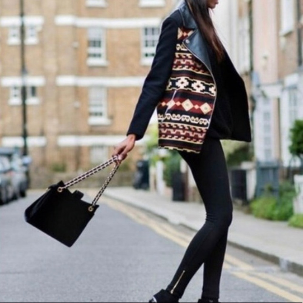 Aztec woven leather jacket